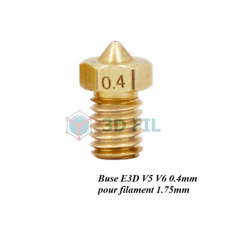 Buse laiton E3D V5 V6 0.4mm / filament 1.75mm / Envoi sous 24H / 3DFIL